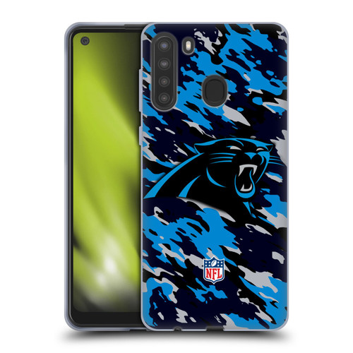 NFL Carolina Panthers Logo Camou Soft Gel Case for Samsung Galaxy A21 (2020)