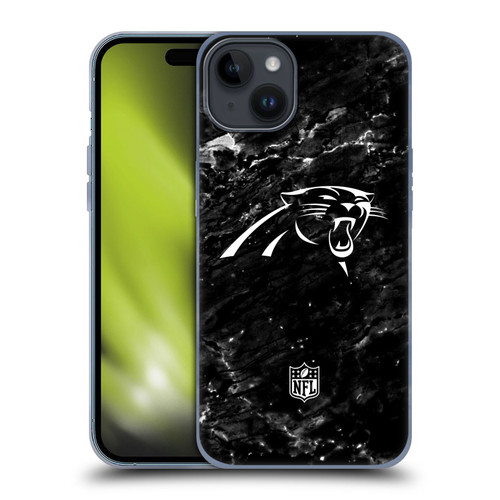 NFL Carolina Panthers Artwork Marble Soft Gel Case for Apple iPhone 15 Plus