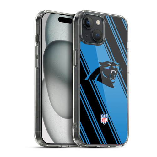 NFL Carolina Panthers Artwork Stripes Soft Gel Case for Apple iPhone 15 Plus & MagSafe