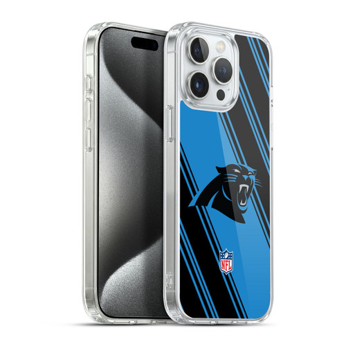 NFL Carolina Panthers Artwork Stripes Soft Gel Case for Apple iPhone 15 Pro Max & MagSafe