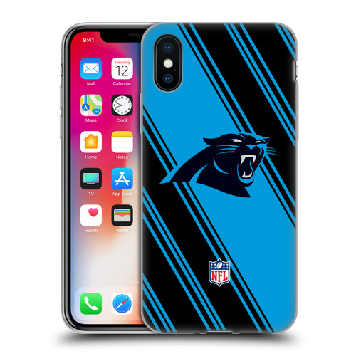 NFL Carolina Panthers Artwork Stripes Soft Gel Case for Apple iPhone X / iPhone XS