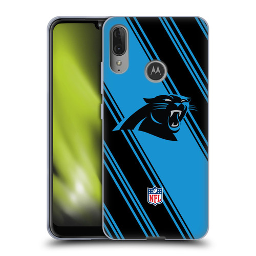NFL Carolina Panthers Artwork Stripes Soft Gel Case for Motorola Moto E6 Plus
