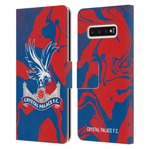 Crystal Palace FC Crest Red And Blue Marble Leather Book Wallet Case Cover For Samsung Galaxy S10