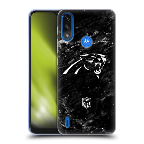 NFL Carolina Panthers Artwork Marble Soft Gel Case for Motorola Moto E7 Power / Moto E7i Power