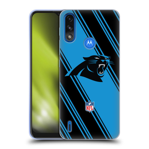 NFL Carolina Panthers Artwork Stripes Soft Gel Case for Motorola Moto E7 Power / Moto E7i Power