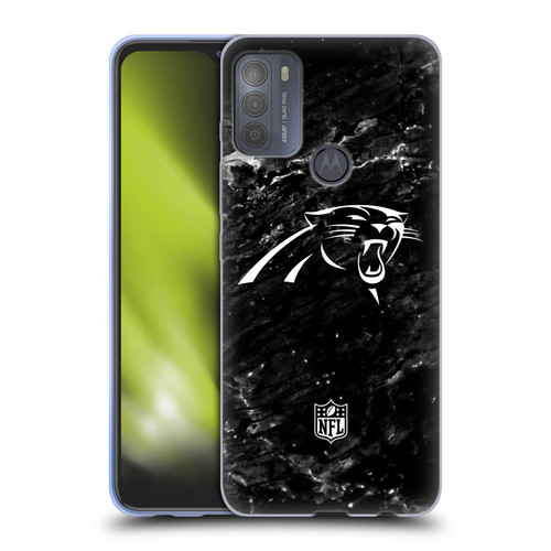 NFL Carolina Panthers Artwork Marble Soft Gel Case for Motorola Moto G50
