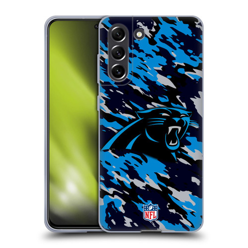 NFL Carolina Panthers Logo Camou Soft Gel Case for Samsung Galaxy S21 FE 5G
