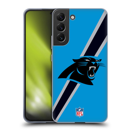 NFL Carolina Panthers Logo Stripes Soft Gel Case for Samsung Galaxy S22+ 5G