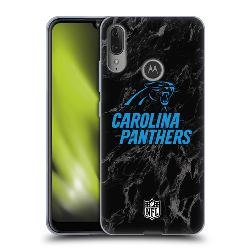 NFL Carolina Panthers Graphics Coloured Marble Soft Gel Case for Motorola Moto E6 Plus