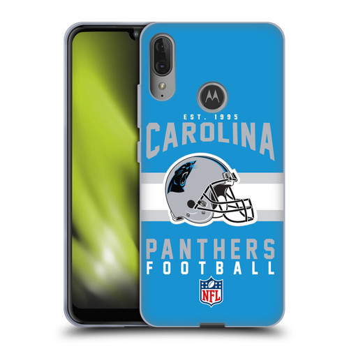 NFL Carolina Panthers Graphics Helmet Typography Soft Gel Case for Motorola Moto E6 Plus