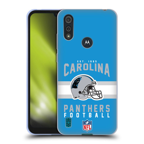 NFL Carolina Panthers Graphics Helmet Typography Soft Gel Case for Motorola Moto E6s (2020)