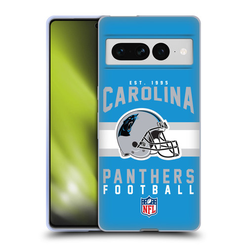 NFL Carolina Panthers Graphics Helmet Typography Soft Gel Case for Google Pixel 7 Pro
