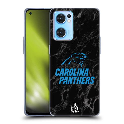 NFL Carolina Panthers Graphics Coloured Marble Soft Gel Case for OPPO Reno7 5G / Find X5 Lite
