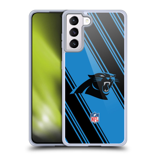 NFL Carolina Panthers Artwork Stripes Soft Gel Case for Samsung Galaxy S21+ 5G