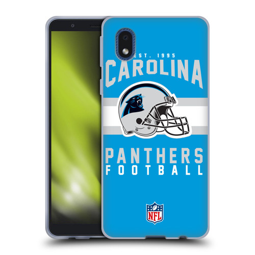 NFL Carolina Panthers Graphics Helmet Typography Soft Gel Case for Samsung Galaxy A01 Core (2020)