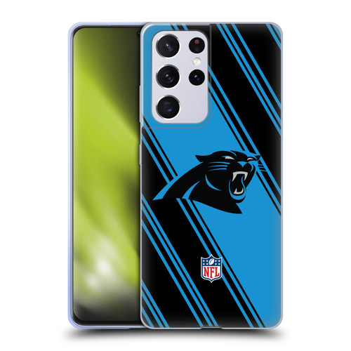 NFL Carolina Panthers Artwork Stripes Soft Gel Case for Samsung Galaxy S21 Ultra 5G