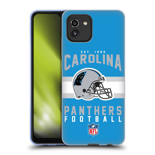 NFL Carolina Panthers Graphics Helmet Typography Soft Gel Case for Samsung Galaxy A03 (2021)