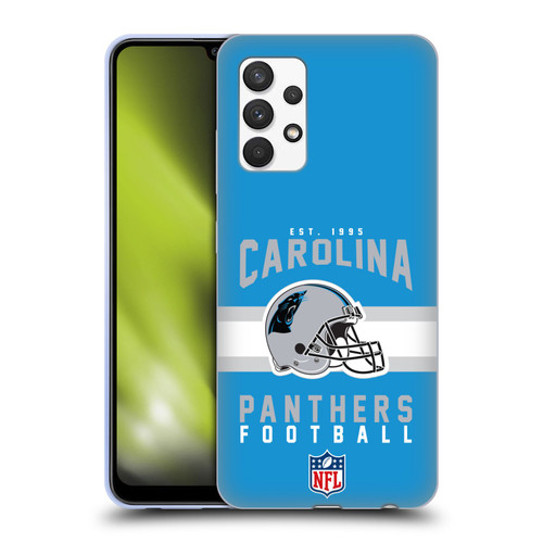 NFL Carolina Panthers Graphics Helmet Typography Soft Gel Case for Samsung Galaxy A32 (2021)