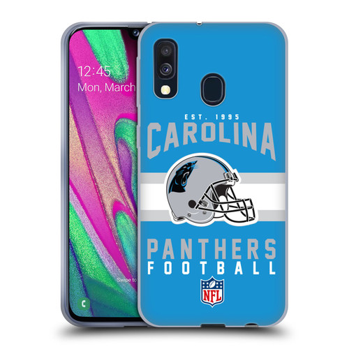 NFL Carolina Panthers Graphics Helmet Typography Soft Gel Case for Samsung Galaxy A40 (2019)