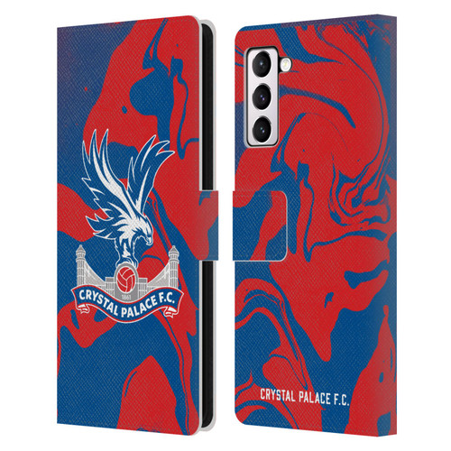 Crystal Palace FC Crest Red And Blue Marble Leather Book Wallet Case Cover For Samsung Galaxy S21+ 5G