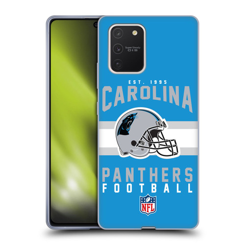 NFL Carolina Panthers Graphics Helmet Typography Soft Gel Case for Samsung Galaxy S10 Lite