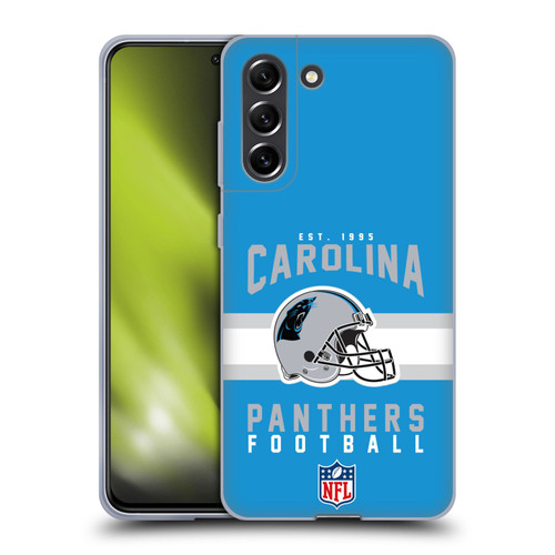 NFL Carolina Panthers Graphics Helmet Typography Soft Gel Case for Samsung Galaxy S21 FE 5G