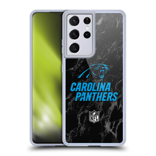 NFL Carolina Panthers Graphics Coloured Marble Soft Gel Case for Samsung Galaxy S21 Ultra 5G