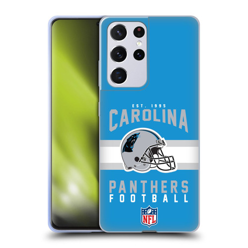 NFL Carolina Panthers Graphics Helmet Typography Soft Gel Case for Samsung Galaxy S21 Ultra 5G