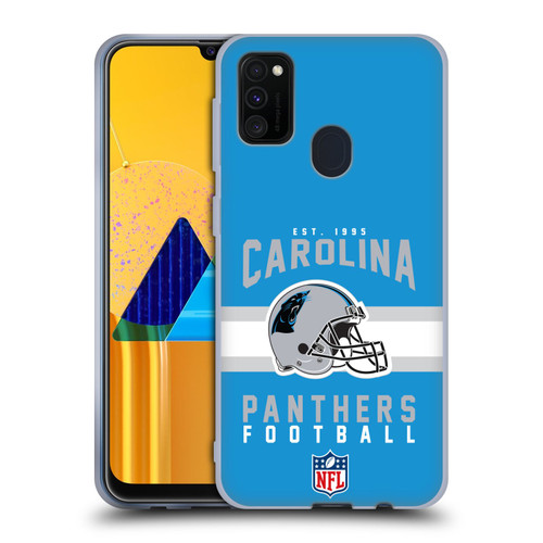 NFL Carolina Panthers Graphics Helmet Typography Soft Gel Case for Samsung Galaxy M30s (2019)/M21 (2020)