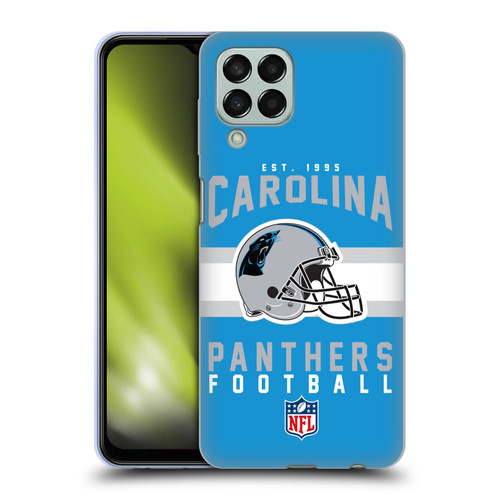 NFL Carolina Panthers Graphics Helmet Typography Soft Gel Case for Samsung Galaxy M33 (2022)