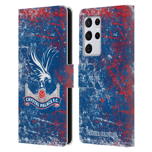 Crystal Palace FC Crest Distressed Leather Book Wallet Case Cover For Samsung Galaxy S21 Ultra 5G