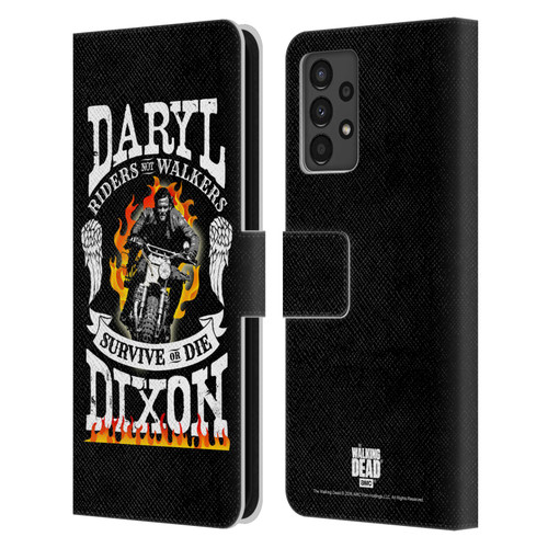 AMC The Walking Dead Daryl Dixon Biker Art Motorcycle Flames Leather Book Wallet Case Cover For Samsung Galaxy A13 (2022)