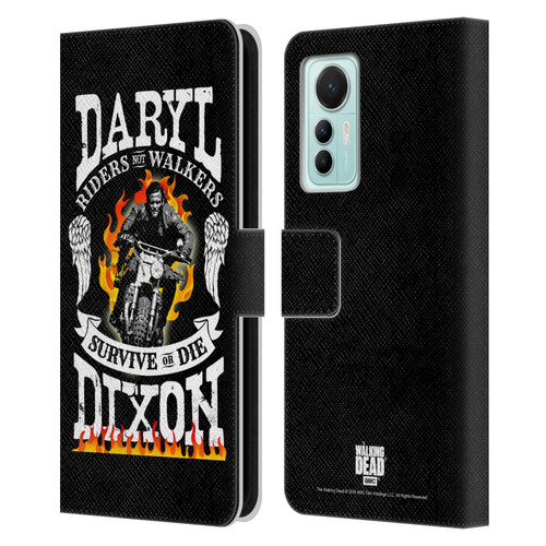 AMC The Walking Dead Daryl Dixon Biker Art Motorcycle Flames Leather Book Wallet Case Cover For Xiaomi 12 Lite