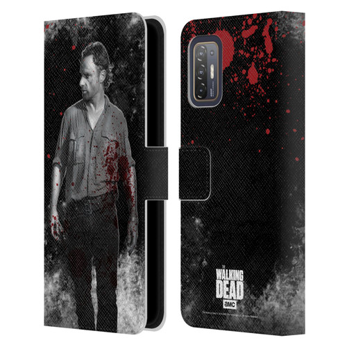 AMC The Walking Dead Gore Rick Grimes Leather Book Wallet Case Cover For HTC Desire 21 Pro 5G