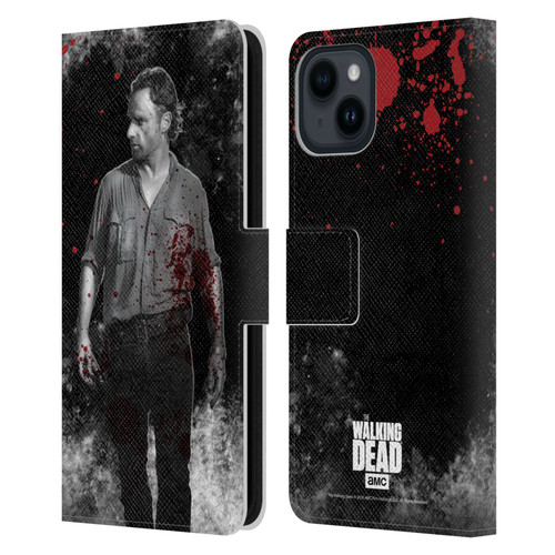 AMC The Walking Dead Gore Rick Grimes Leather Book Wallet Case Cover For Apple iPhone 15
