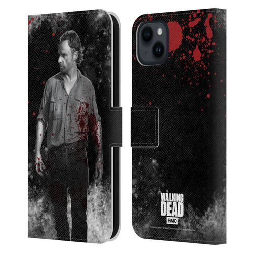 AMC The Walking Dead Gore Rick Grimes Leather Book Wallet Case Cover For Apple iPhone 15 Plus