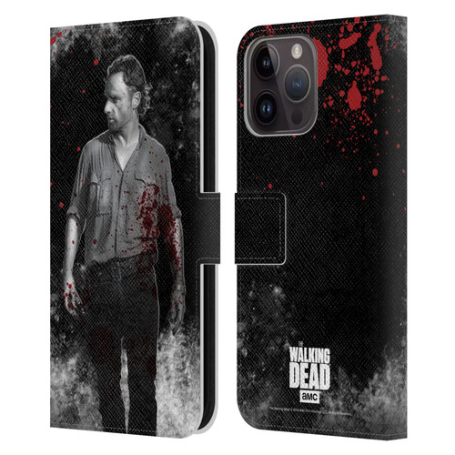 AMC The Walking Dead Gore Rick Grimes Leather Book Wallet Case Cover For Apple iPhone 15 Pro Max