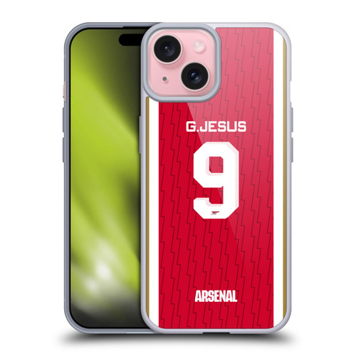 Arsenal FC 2023/24 Players Home Kit Gabriel Jesus Soft Gel Case for Apple iPhone 15
