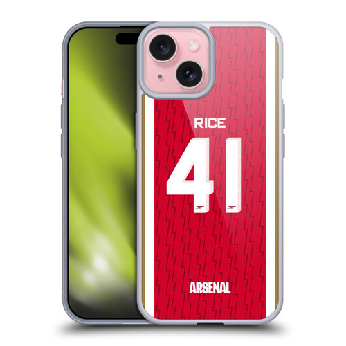 Arsenal FC 2023/24 Players Home Kit Declan Rice Soft Gel Case for Apple iPhone 15
