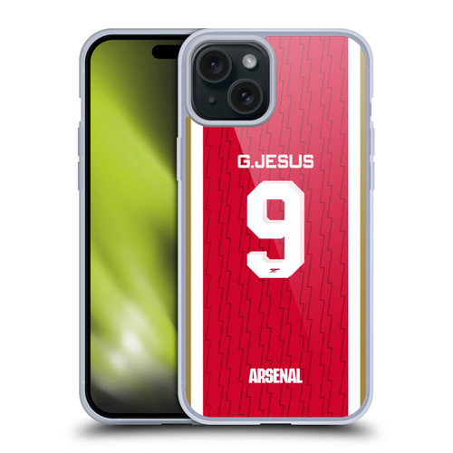 Arsenal FC 2023/24 Players Home Kit Gabriel Jesus Soft Gel Case for Apple iPhone 15 Plus