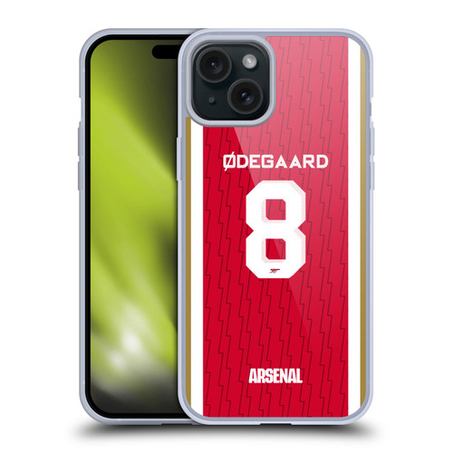 Arsenal FC 2023/24 Players Home Kit Martin Ødegaard Soft Gel Case for Apple iPhone 15 Plus