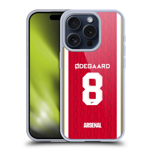 Arsenal FC 2023/24 Players Home Kit Martin Ødegaard Soft Gel Case for Apple iPhone 15 Pro