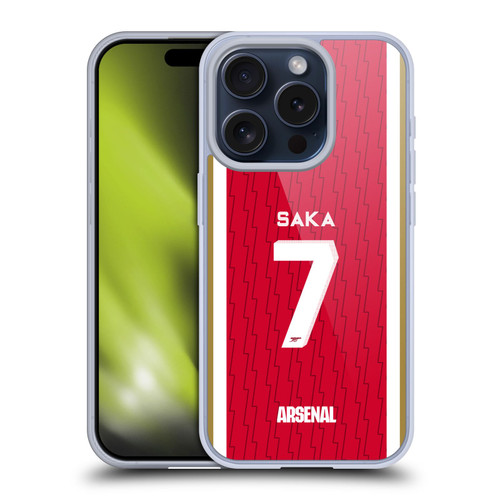 Arsenal FC 2023/24 Players Home Kit Bukayo Saka Soft Gel Case for Apple iPhone 15 Pro