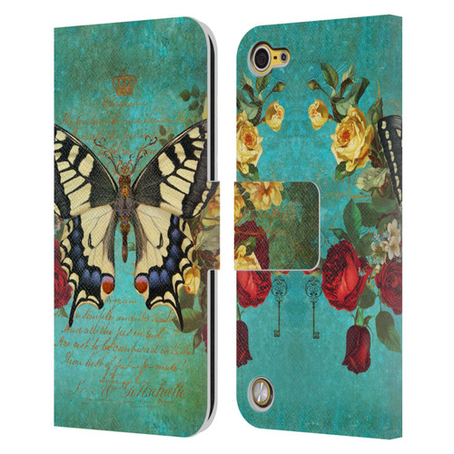 Jena DellaGrottaglia Insects Butterfly Garden Leather Book Wallet Case Cover For Apple iPod Touch 5G 5th Gen