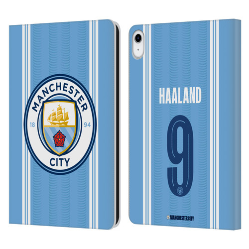 Manchester City Man City FC 2023/24 Players Home Kit Erling Haaland Leather Book Wallet Case Cover For Apple iPad 10.9 (2022)