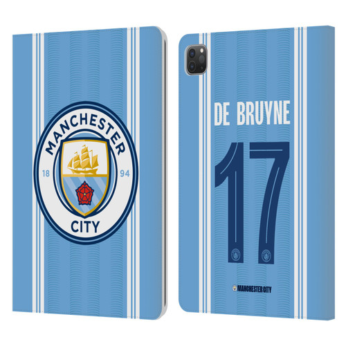 Manchester City Man City FC 2023/24 Players Home Kit Kevin De Bruyne Leather Book Wallet Case Cover For Apple iPad Pro 11 2020 / 2021 / 2022