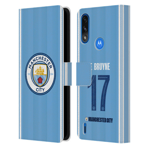 Manchester City Man City FC 2023/24 Players Home Kit Kevin De Bruyne Leather Book Wallet Case Cover For Motorola Moto E7 Power / Moto E7i Power
