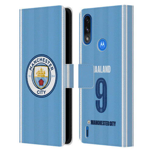 Manchester City Man City FC 2023/24 Players Home Kit Erling Haaland Leather Book Wallet Case Cover For Motorola Moto E7 Power / Moto E7i Power