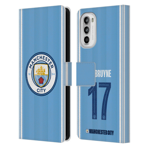 Manchester City Man City FC 2023/24 Players Home Kit Kevin De Bruyne Leather Book Wallet Case Cover For Motorola Moto G52