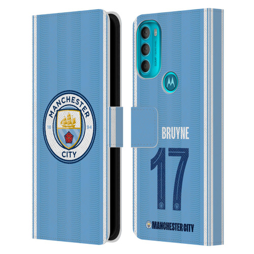 Manchester City Man City FC 2023/24 Players Home Kit Kevin De Bruyne Leather Book Wallet Case Cover For Motorola Moto G71 5G